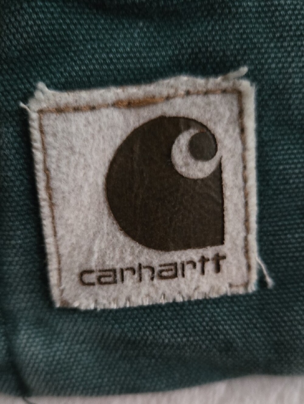VTG Carhartt Men's Green Santa Fe Canvas Jacket with Dark Brown Corduroy Collar - Picture 6 of 16